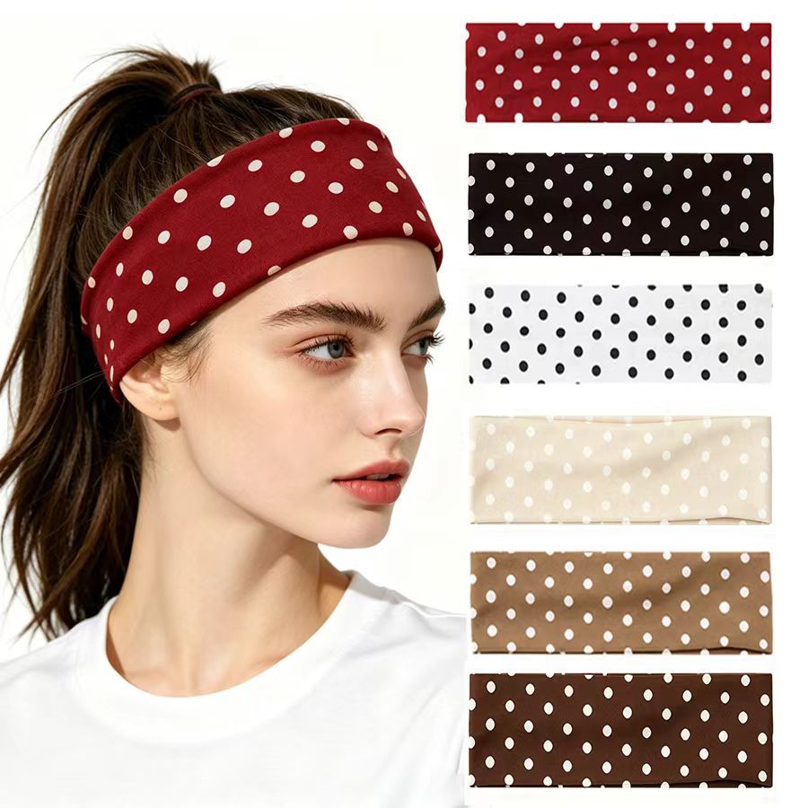 Elastic Sports Headband with Polka Dot Design